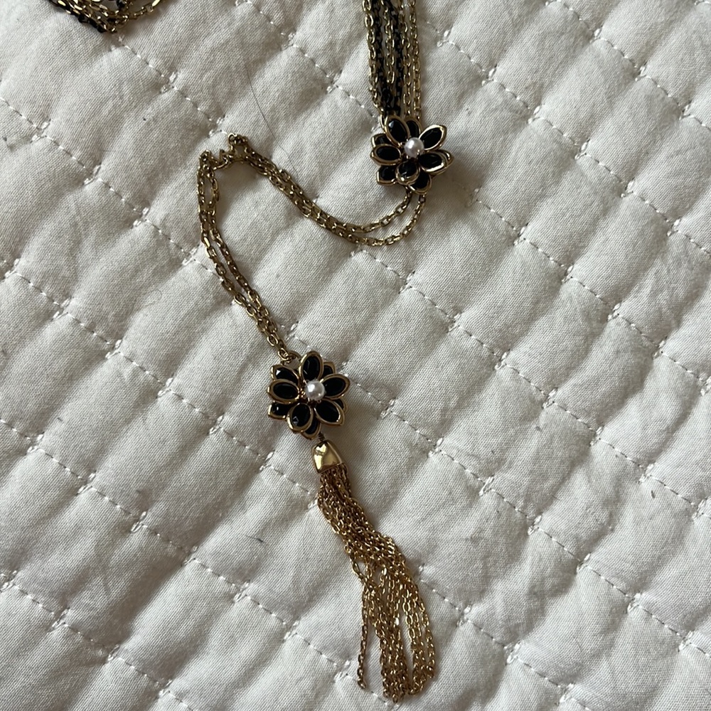 Long Layered Flower Necklace